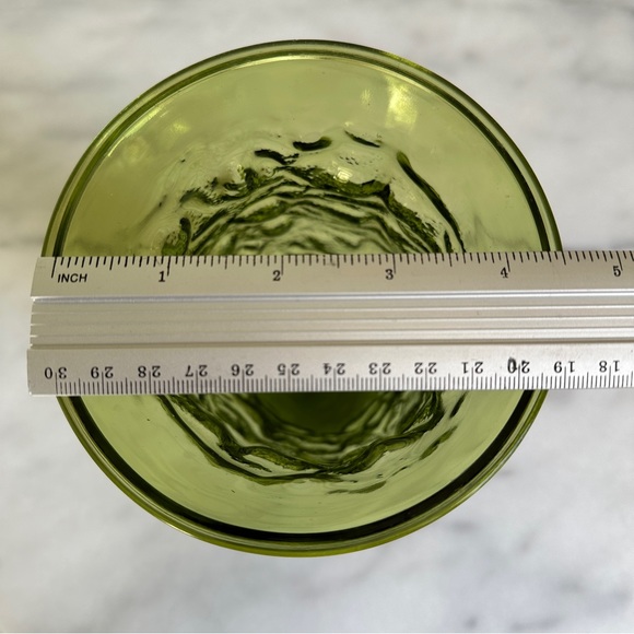 VINTAGE • E.O. Brody Glass Vase Moss Green Tall Hammered Flower Container USA - Picture 8 of 10